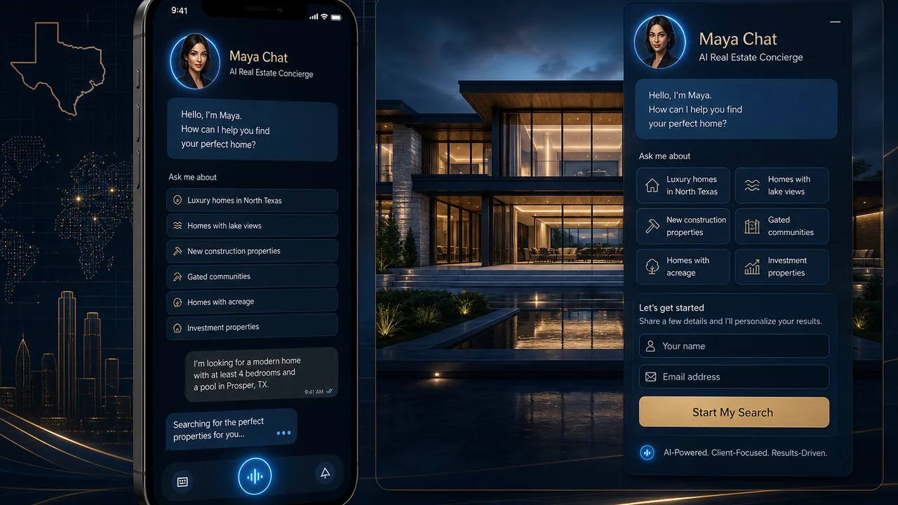 Maya concierge and mobile lead capture path for a real estate listing